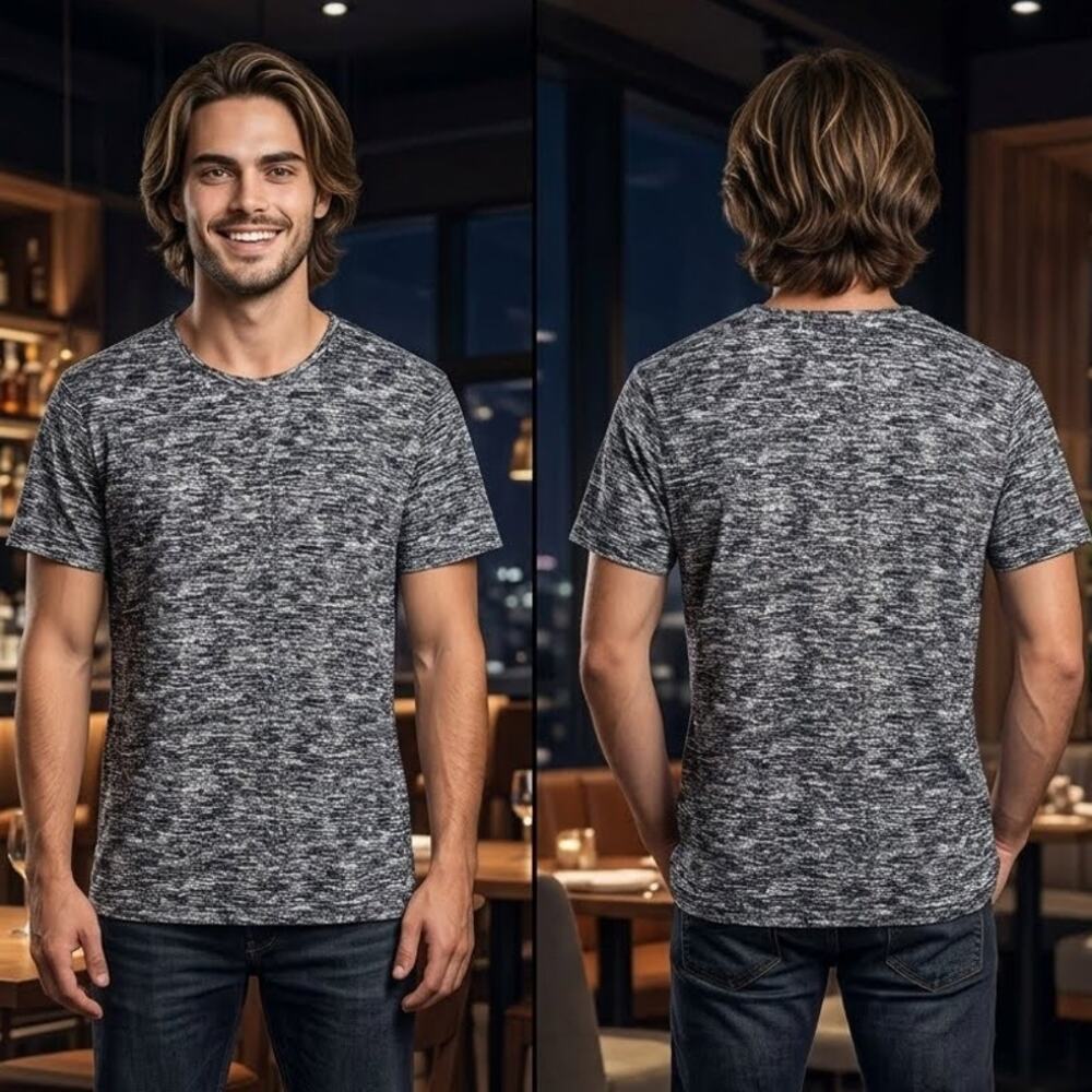 Kuyigo Black White Static Print T-Shirt Mens Small 38 Chest